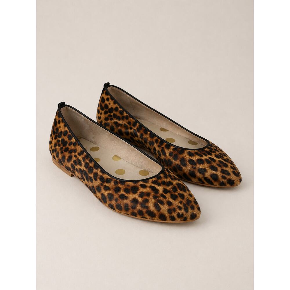 Boden Leopard Cowhide Flats Point Toe Flexi Sole 38 US 7.5 8